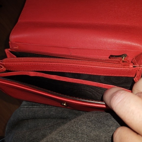 Gucci Red/Orange Leather Horse bit long wallet Authentic w/Chain & insert - Picture 8 of 15